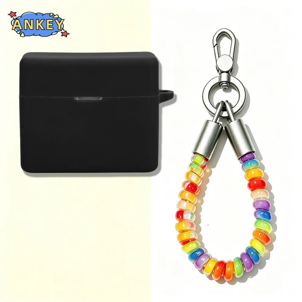 Compatible with MOONDROP MOCA Silicone Cases With Hook Protective Shockproof Wireless Earphone Cover With Colourful spring rope