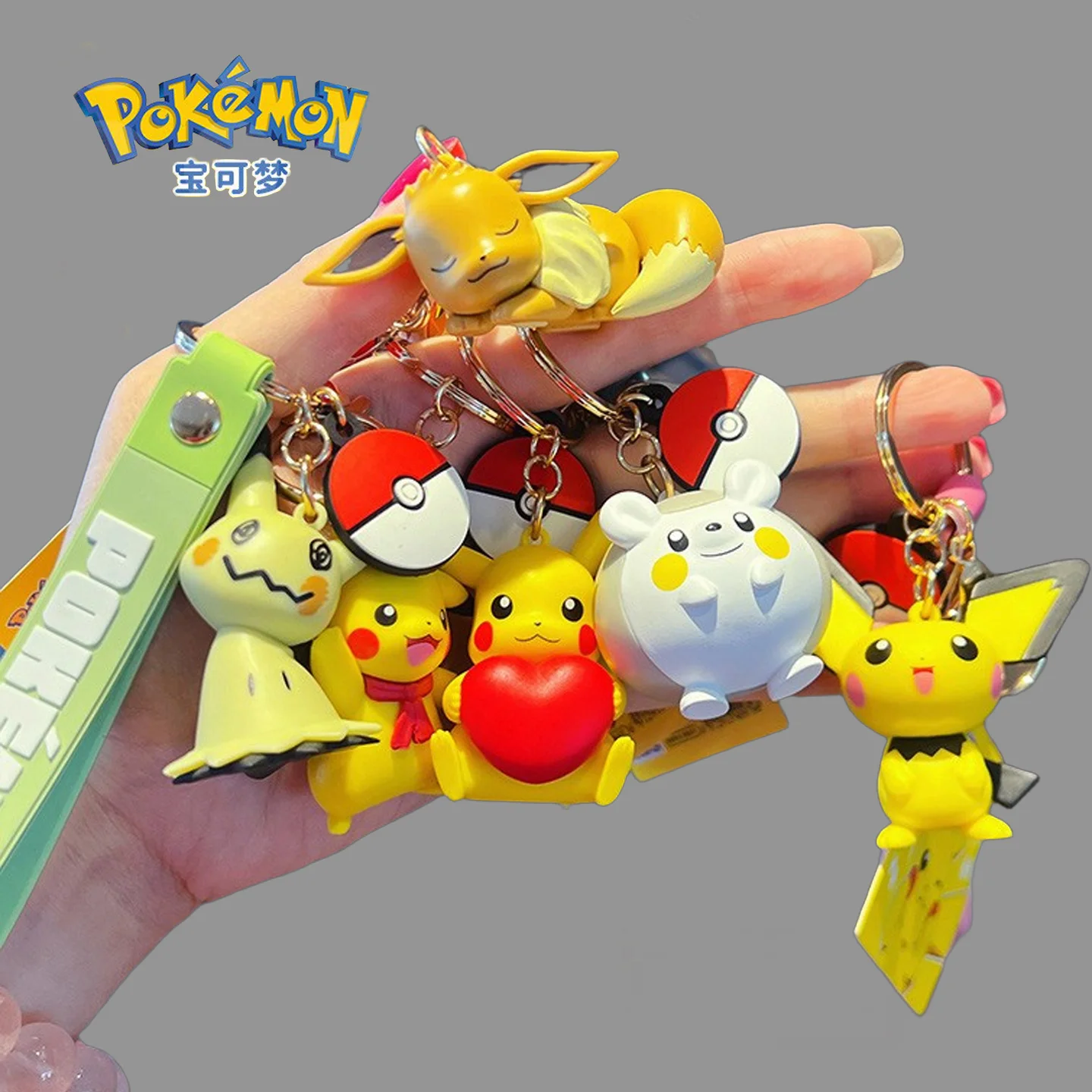 LLavero de Pokémon genuino Pikachu Eevee Pichu Mimikyu Togedemaru figura de acción de Anime de PVC juguete para niños llavero colgante regalo de cumpleaños