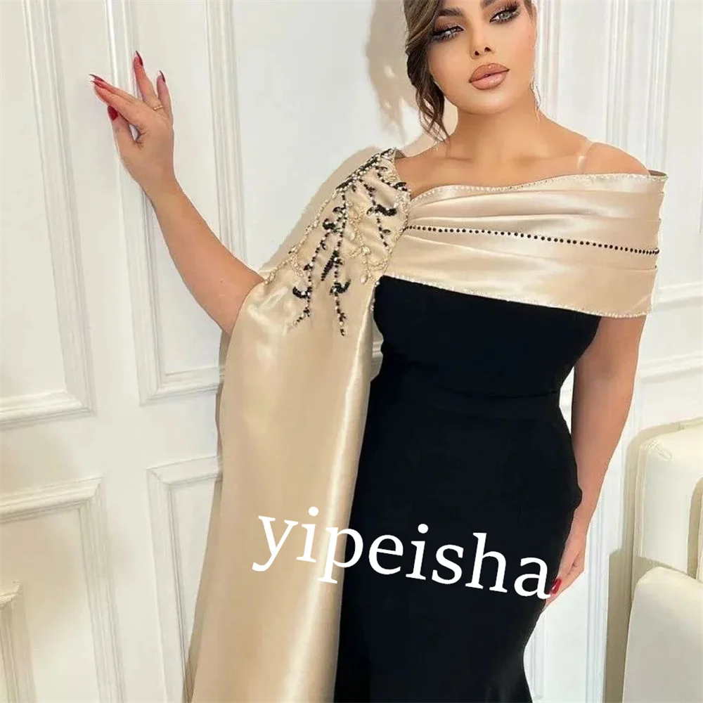 Customized Jersey Beading Birthday Sheath Off-the-shoulder Bespoke Occasion Gown Midi Dresses