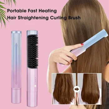 Image Electric Hair Brush Straightening Brush Hot Heating Comb Men Beard Hair Wigs Professional Hair Straightener Curlers for Women