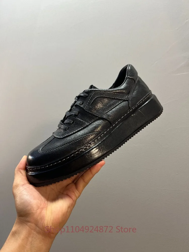 Fashion Casual Sneakers Men Genuine Leather Breathable Horsehide Retro Training Shoes Outdoor Hiking Casual Shoes
