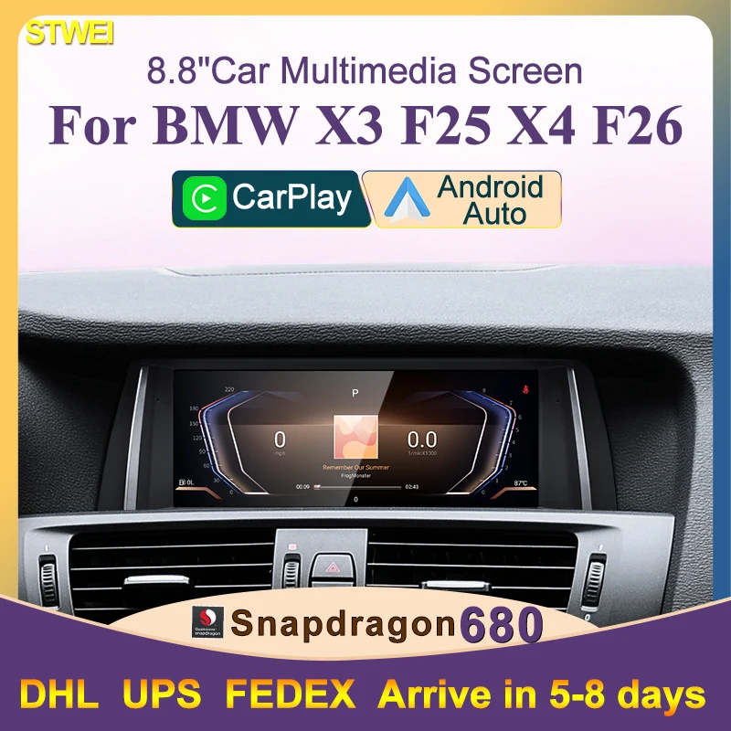 Qualcomm Snapdragon 6225 Android 13 8.8 inches Wireless AUTO CarPlay For BMW X3 F25 X4 F26 GPS Navi Screen Car Multimedia Center