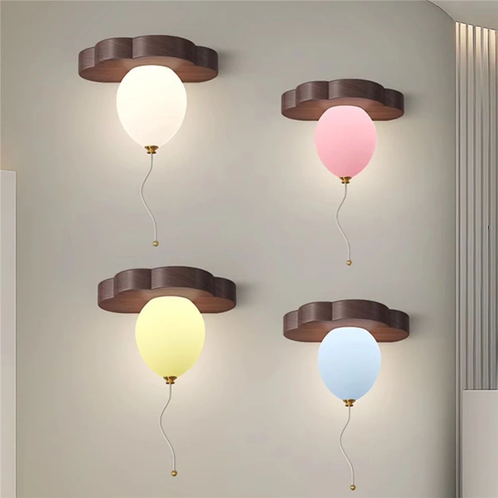 Children'S Bedroom Bedside Balloon Led Wall Lamp Romantic Boys Girls Home Decoration Corridor Sconces Baby Sleeping Night Lights
