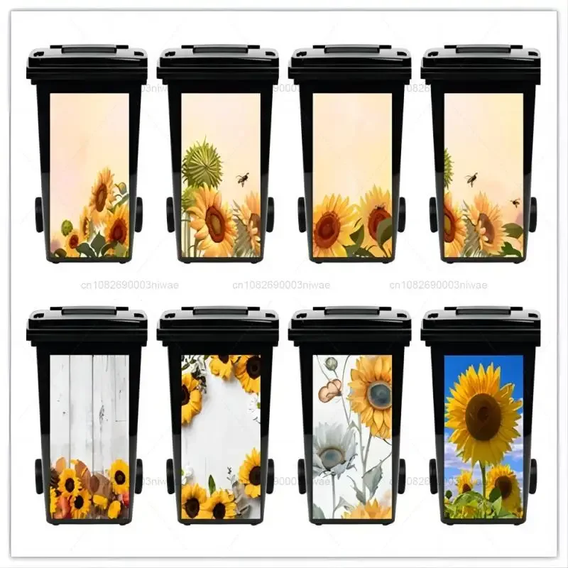 

Sunflower series outdoor trash can stickers, decorative murals, PVC waterproof and oil resistant stickers