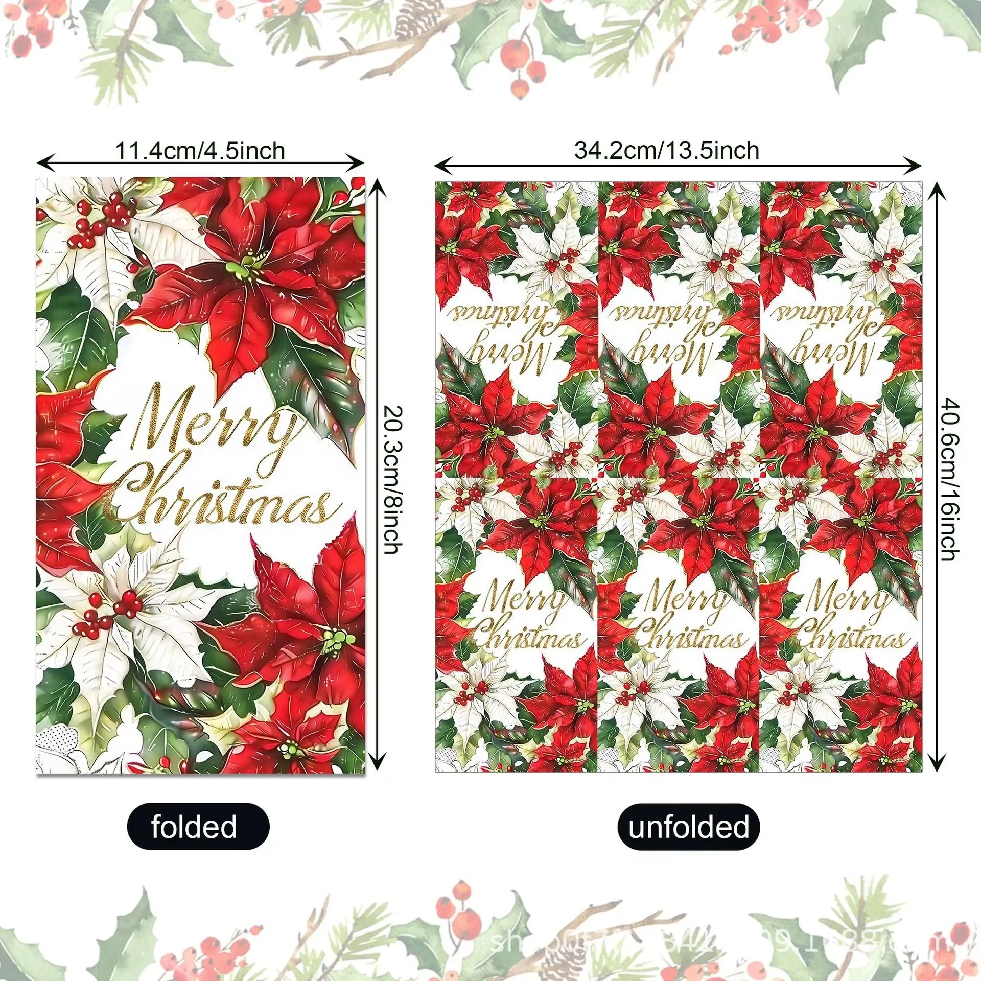 20 قطعة عيد الميلاد المناديل الورقية 34x40 سنتيمتر المتاح البونسيتة ندفة الثلج الزنجبيل رجل عشاء مناشف اليد لعيد الميلاد ديكور الحفلات
