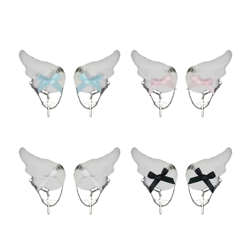 Hot Girl Animes Hairpins Subculture Angel Wing Hair Clip Plush Side Clip Teens Girl Y2K Hair Styling Clip Punk Headdress