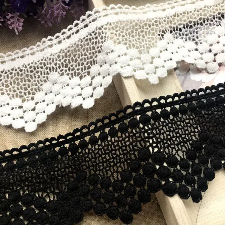 7.5CM Wide High Quality Water Soluble Lace Fabric Embroidered Ribbon Collar Edge Trim For DIY Curtains Sofa Garment Fringe Decor