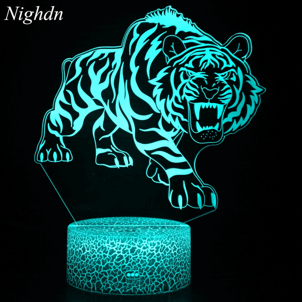 

Nighdn Tiger 3D Night Light Illusion LED Lamp Bedside Table Decor 7 Color Changing Nightlight Acrylic Gift for Kids Boys Gilrs