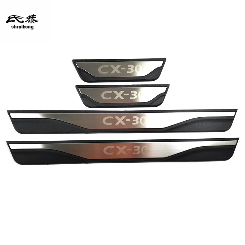 4Pcs/lot ABS Stainless Steel Door Sill Pedal Welcome Scuff Plate Cover for 2019-2025 Mazda CX-30 CX30 CX 30 Car Accessories