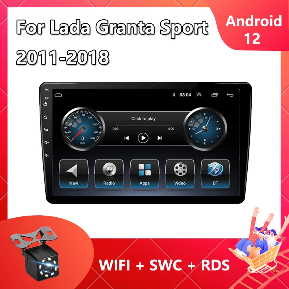 Car Multimedia Video Player For Lada Granta Sport 2011 - 2018 Android 12 Head Unit Carplay Navigation GPS 1280*720 IPS Screen BT