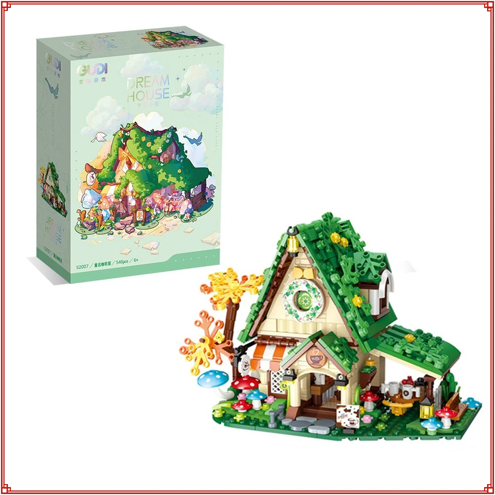 

Dream Cabin Fairy Tale Coffee Candy House Model Creative Assembly Building Blocks Home Decoration Model Puzzle Toys Kids Gifts