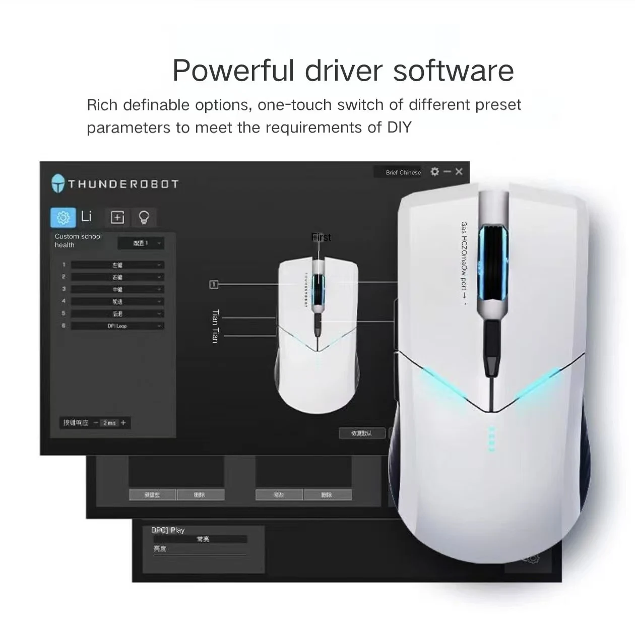 New ThundeRobot ML702 2.4G Wired Dual Mode Mouse Gamer 8000DPI for Gaming Office Computer Laptop PC Tablet Wireless Mouse