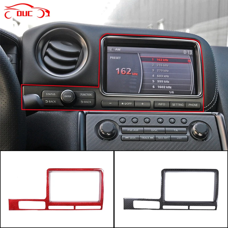 

Real Carbon Fiber Car Central Control Navigation Screen Frame Trim Cover For Nissan GTR R35 2008-2016 LHD Interior Accessories