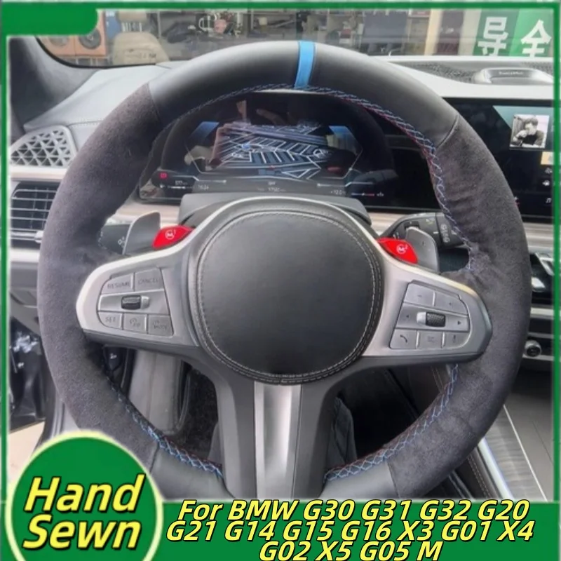 

Car Steering Wheel Cover Hand-Sewn Genuine Leather For BMW G30 G31 G32 G20 G21 G14 G15 G16 X3 G01 X4 G02 X5 G05 M Accessories