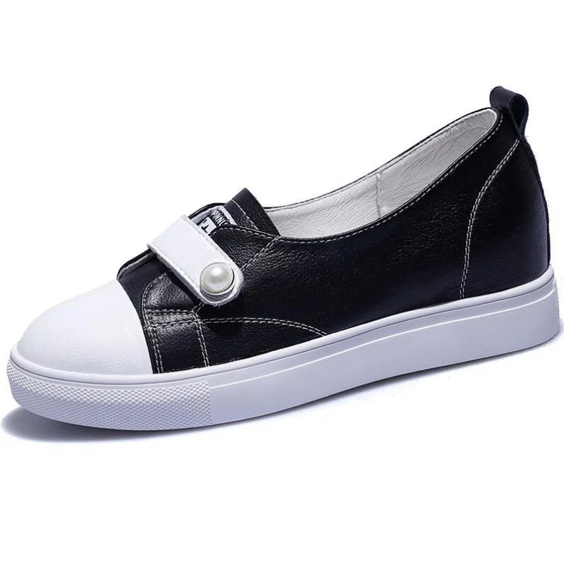 

Women White Sneakers Spring Summer PU Leather Casual Flat Shoes Black Sneakers Woman Shoes