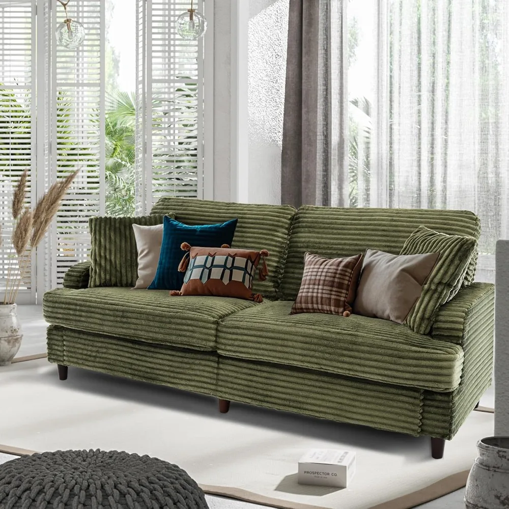 80 Inch Sofa Couch, Comfy Love Seat Couches for Living Room, Mid Century Modern Oversized Two Seater Couch