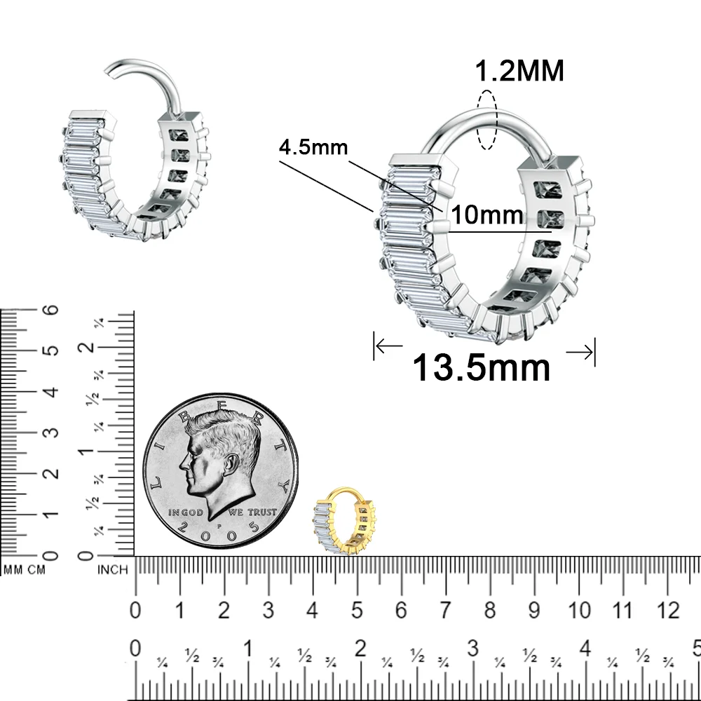 Luxury ASTM F136 Titanium Body Jewelry16G Earrings 5A Zircon Stones Nose Piercing Clicked Ear Cartilage Helix Tragus Piercing