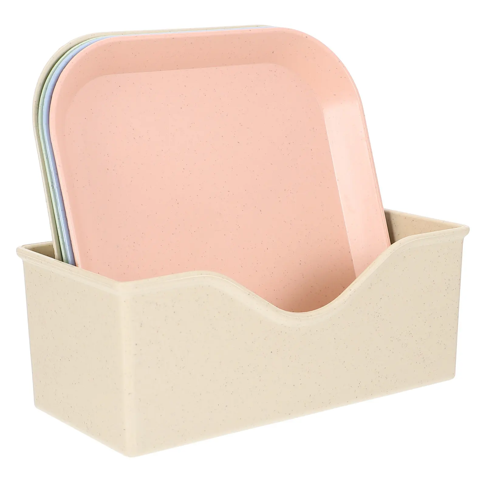 1Set Wheat Straw Fruit Plates Food Grade Storage Dish Set Strong Smooth Polished Multi Functional Dessert Snack Cake Tray Random