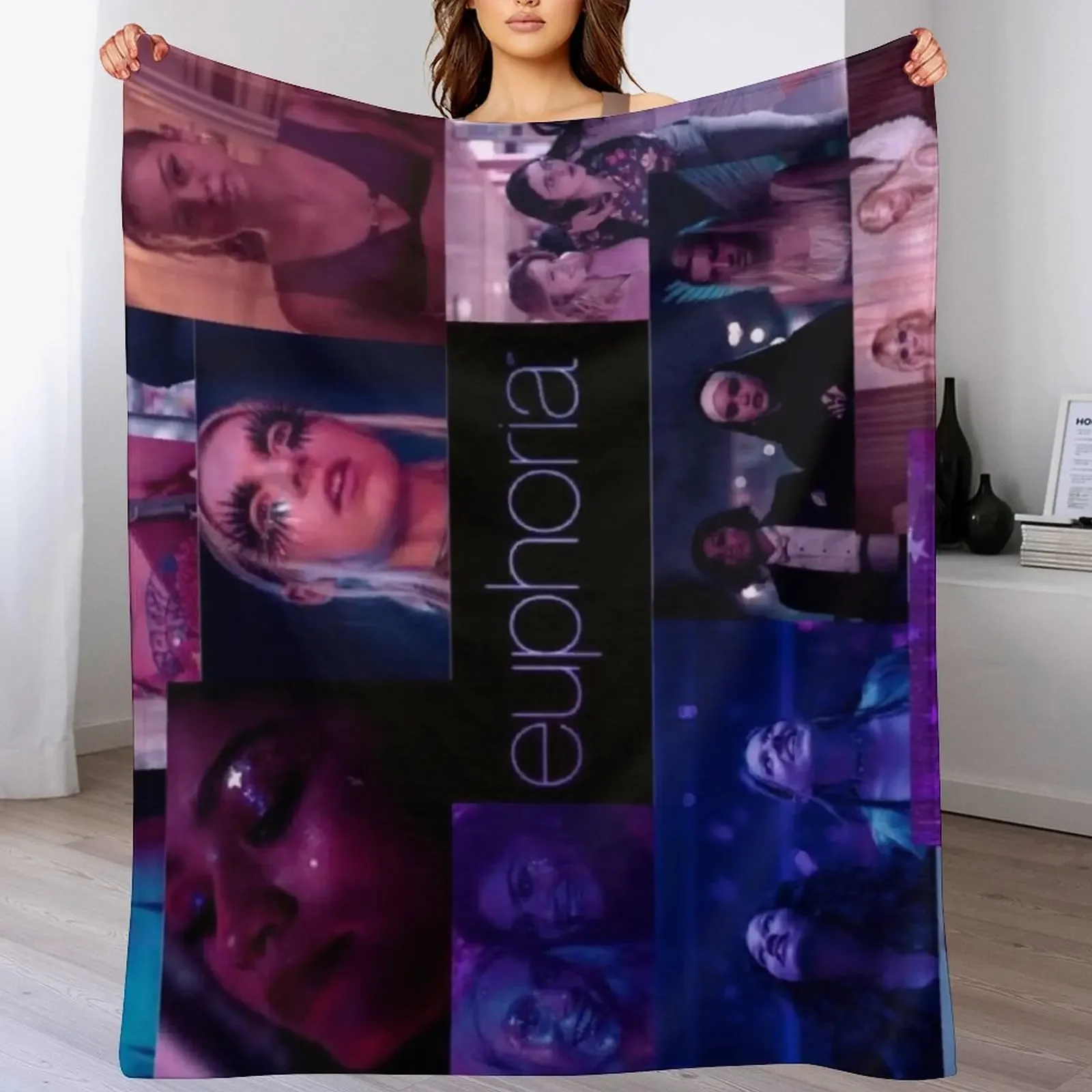 Couverture en tissu doux et confortable pour la maison, motif collage euphoria, toute l'année