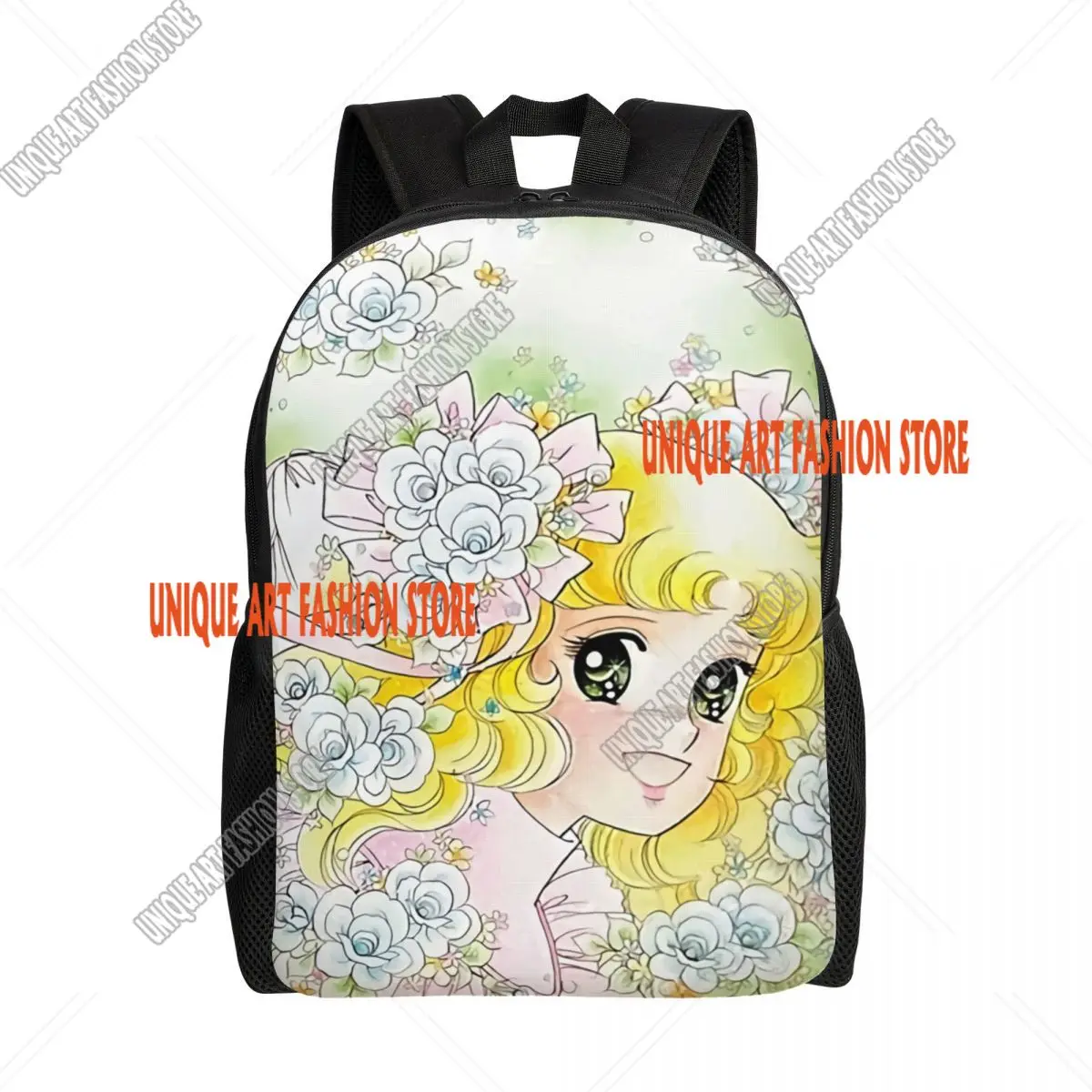 3D Print Flowery Candy Candy Candice Backpacks for Boys Girls Kawaii Cartoon College School Bags Bookbag Fits 15 Inch Laptop