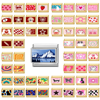 Vintage Golden Charm Strawberry Heart Flower Bow Cat Dog Italian Charm Links Fit 9MM Stainless Steel Bracelet DIY Making