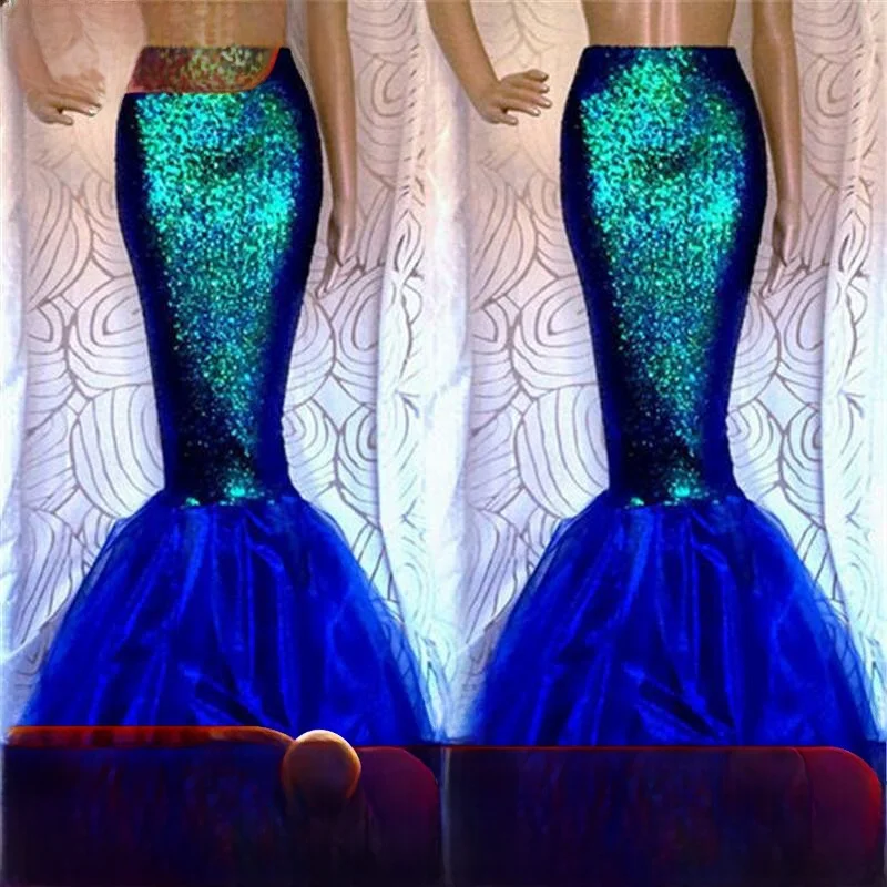 loween Cosplay Gonna a sirena Vita alta Fi Tail Gonna lunga Street Sle Materiale in poliestere T-ape Silhouette