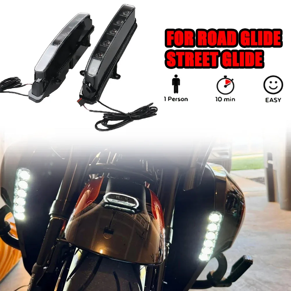 Motorcycle Fairing Undercover Turn Signal LED Daytime Running Light Integrated Design For Touring CVO Street Road Glide 23up
