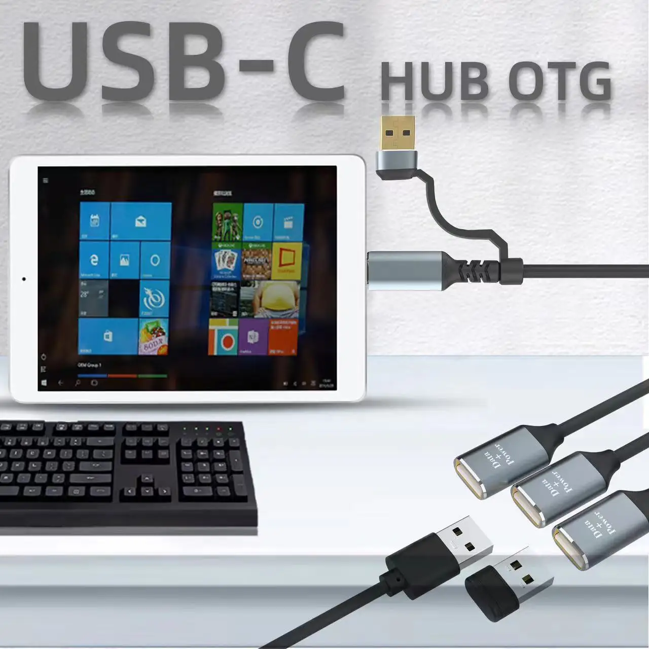 3 in 2 USB C HUB 2.0 Type C 3 Port Multi Splitter Adapter OTG USB Power Adapter for Macbook Pro 13 15 Air Pro iPad Pro PC Laptop