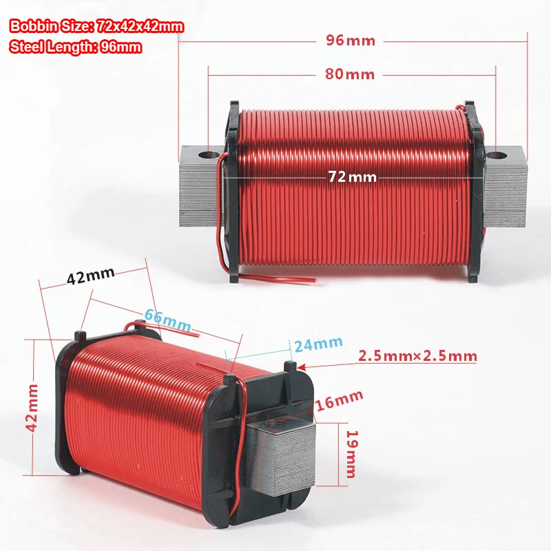 1pcs0.65mH-18mH Audio Amplifier Speaker Crossover Inductor With Iron Core 4N Oxygen-Free Copper Wire Coil 72x42x42mm