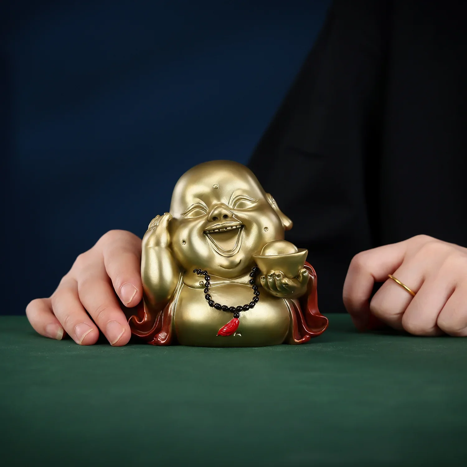 DSA Color Copper Creative Small Maitreya Laughing Buddha Ornament Living Room Home Decoration Office Car Craft Gift Ornament