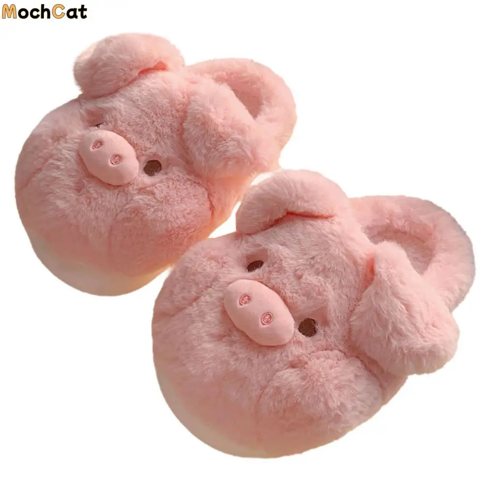 

Повседневная домашняя одежда, плюшевые тапочки со свиньей, утепленные нескользящие зимние теплые тапочки на толстой подошве, пушистая хлопковая обувь с героями мультфильмов, домашняя обувь