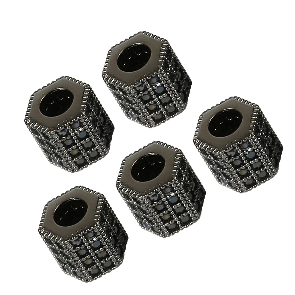

5Pcs Black Zircon Cylinder Beads Loose Beads DIY Jewelry Making Bracelet Necklace Pendant Supplies for Women