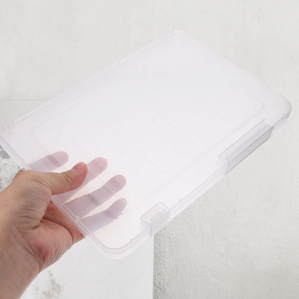 

6Pcs Plastic File Box with Clear Lid Document Storage Container Portable Snap Closure Stackable for Certificates Photos