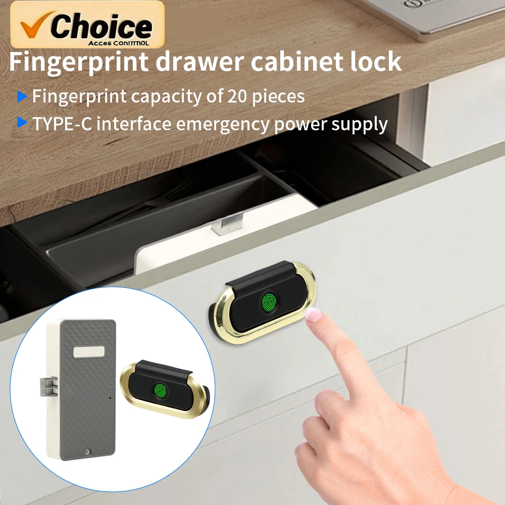 Biometric Drawer Lock Fingerprint Unlock Smart Door Lock for Drawer Cabinet Locker Furniture Smart Fingerprint Lock