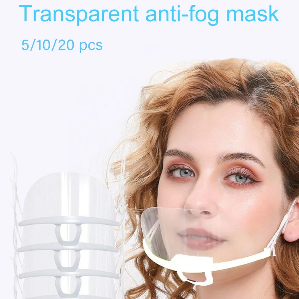 10/20/50Pcs Transparent Anti - Fog Face Shield with Adjustable Elastic Strap, for Beauty Salon & Kitchen Use