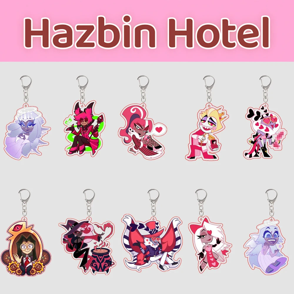 

Anime Hazbin Hotel Acrylic Keychain Vox Alastor Valentino Vaggie Lucifer Morningstar Cute Backpack Pendant Valentine's Day Gift