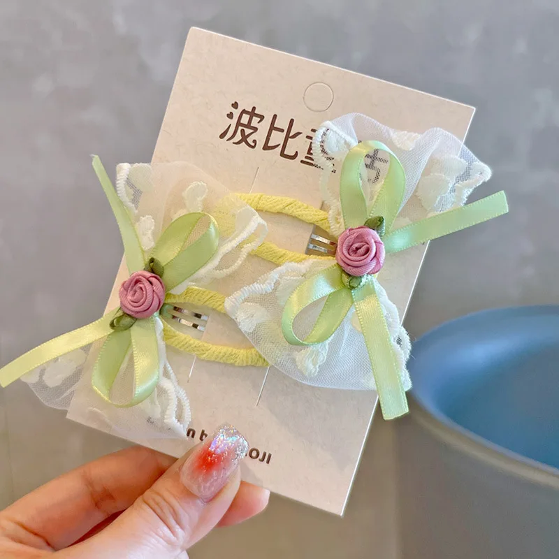 2PCS New Fashion Fresh Rose Flower Hair Clips Cute Girls Hairpins Hair Accessories Barrettes Kid Headdress