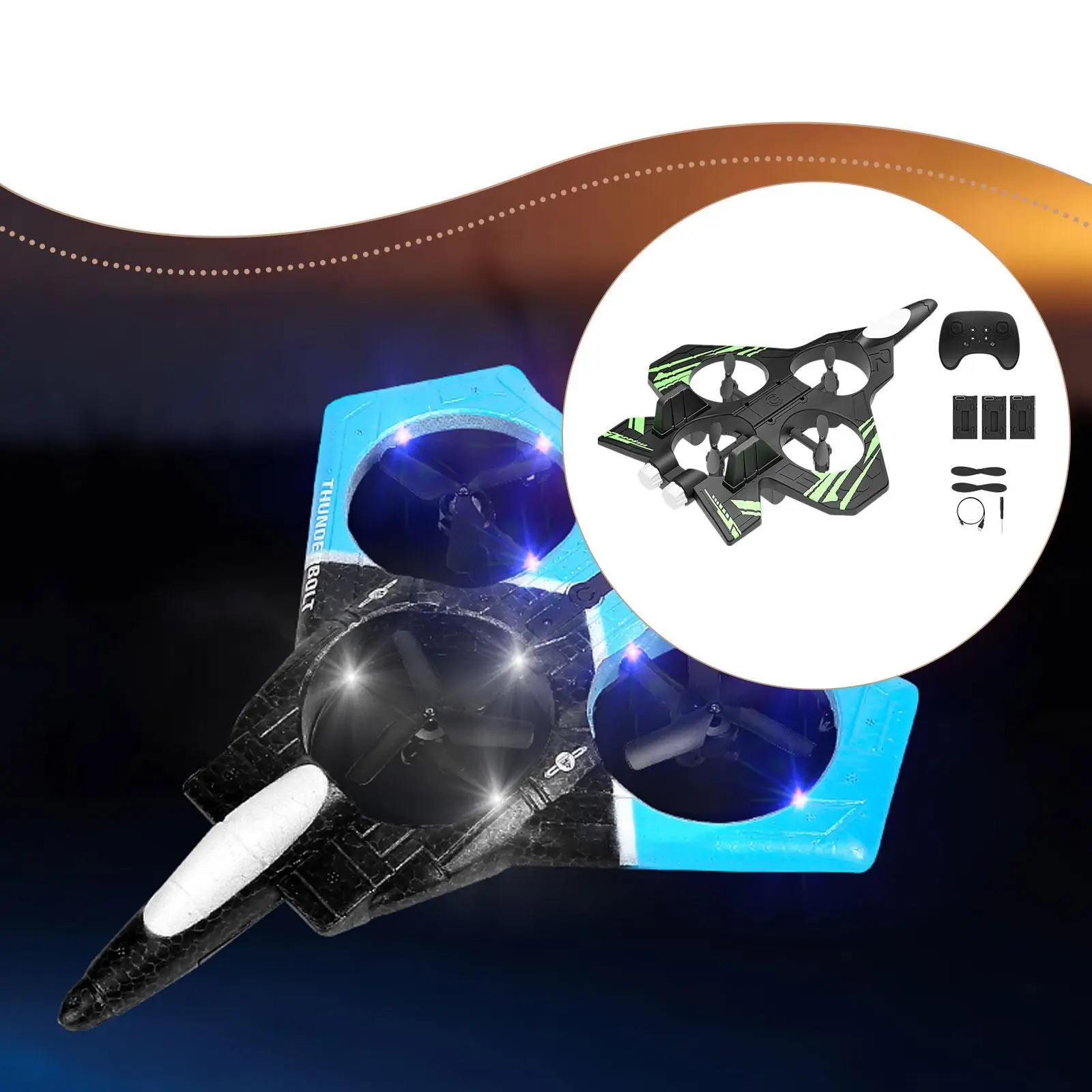 EVA Foam RC Glider Plane with Light Easy Operation Toy Airplane for Beginners Outdoor Party Favors