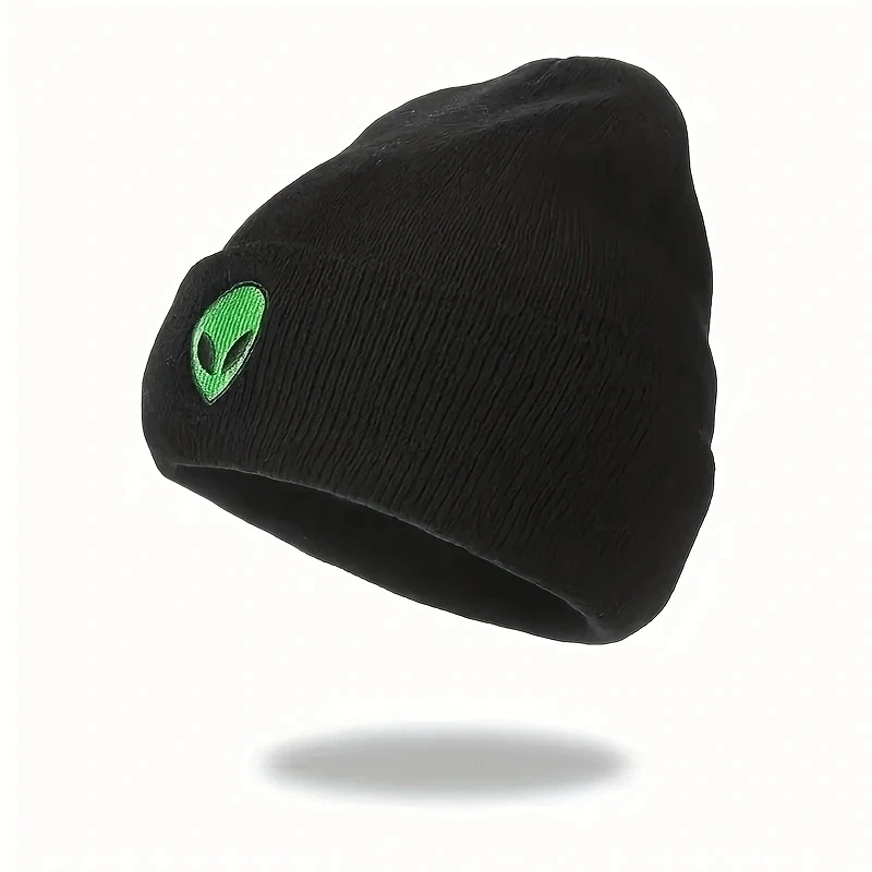 Ski Caps Y2K wind embroidered alien knit hat outdoor cold casual winter warm cold hat suitable for daily commuting