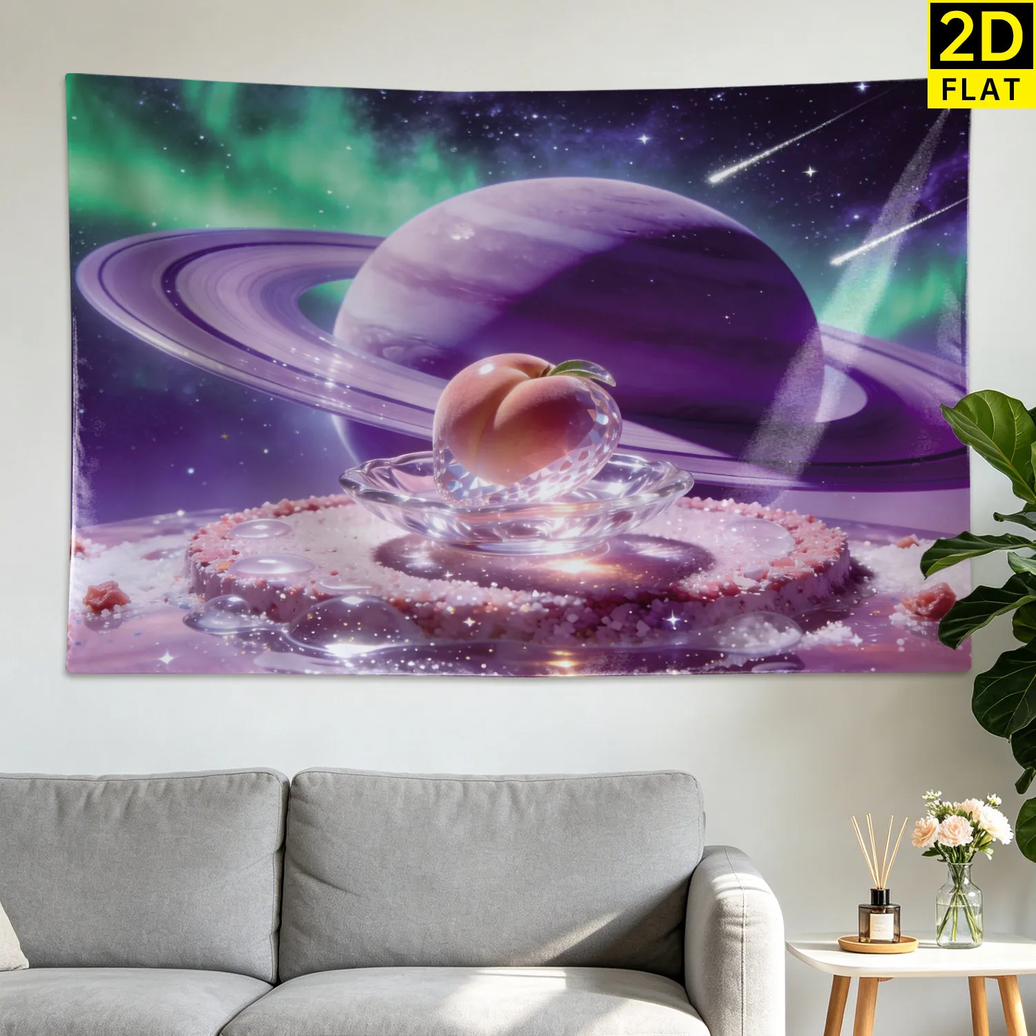Ultra Large Space Galaxy Tapestry Peach Planet Cosmic Nebula Wall Decor Art Hanging Print for Modern Living Room Home Decoration
