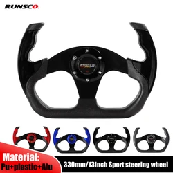 Sport Racing 13Inch 330mm Flat Drift Steering Wheel D-Type PU Universal PCD=70mm