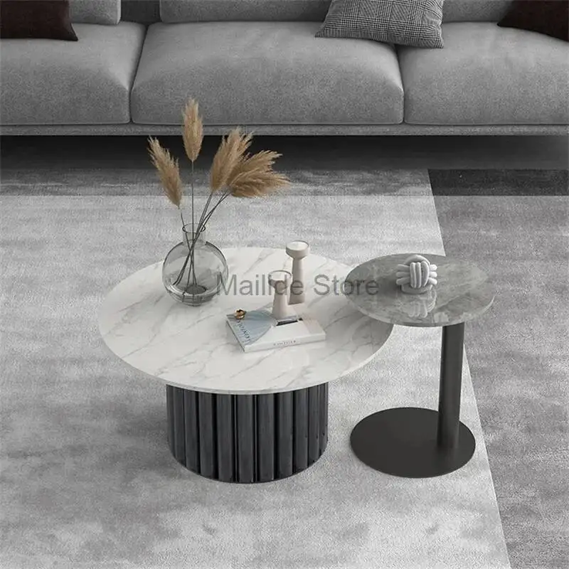 

Living for Nordic Room Slate Coffee Table Furniture Light Luxury Small Apartment Small Table Creative Corners Round Coffee Table