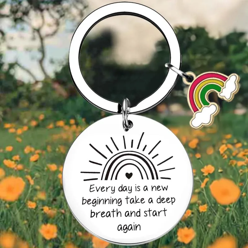 Sunshine Motivational Key Chain Ring New Beginning keychains pendant Son Gift New Job Gift Encouraging Gift