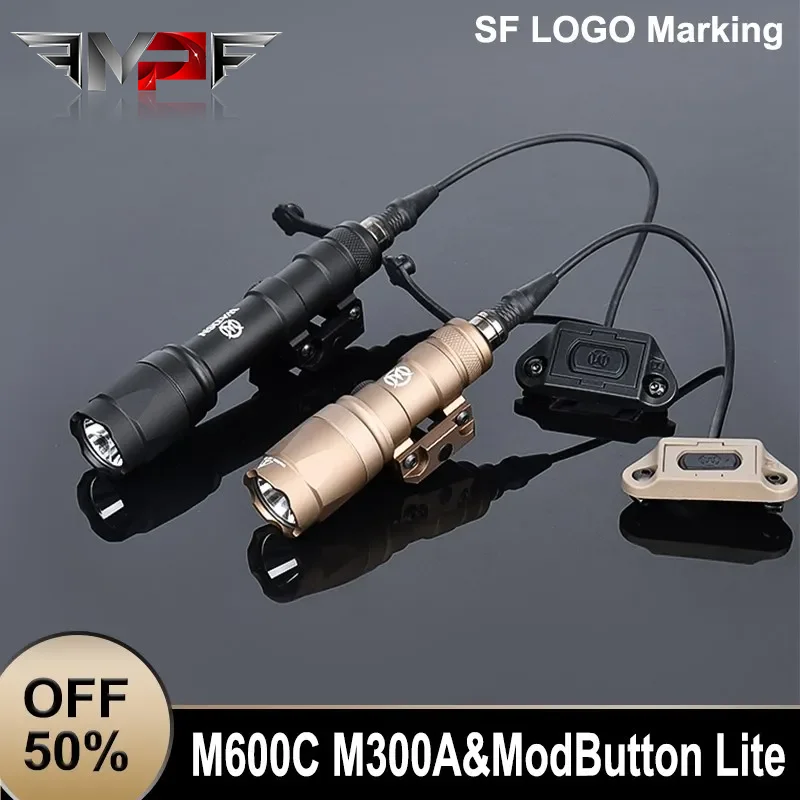 

WADSN Airsoft Tactical Scout Flashlight M600 M300 M600C M300A WhiteLED Hunting Weapon Light WithModbutton Remote PressureSwitch