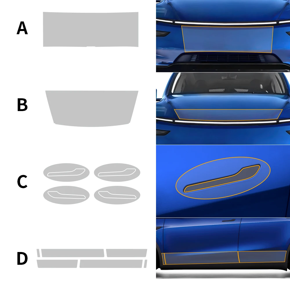 

Защитная пленка из ТПУ для Tesla Model Y Juniper Launch 2025 2026-UP, передняя дверь, задняя дверь, расширенный бампер, лампа, невидимый автомобиль PPF