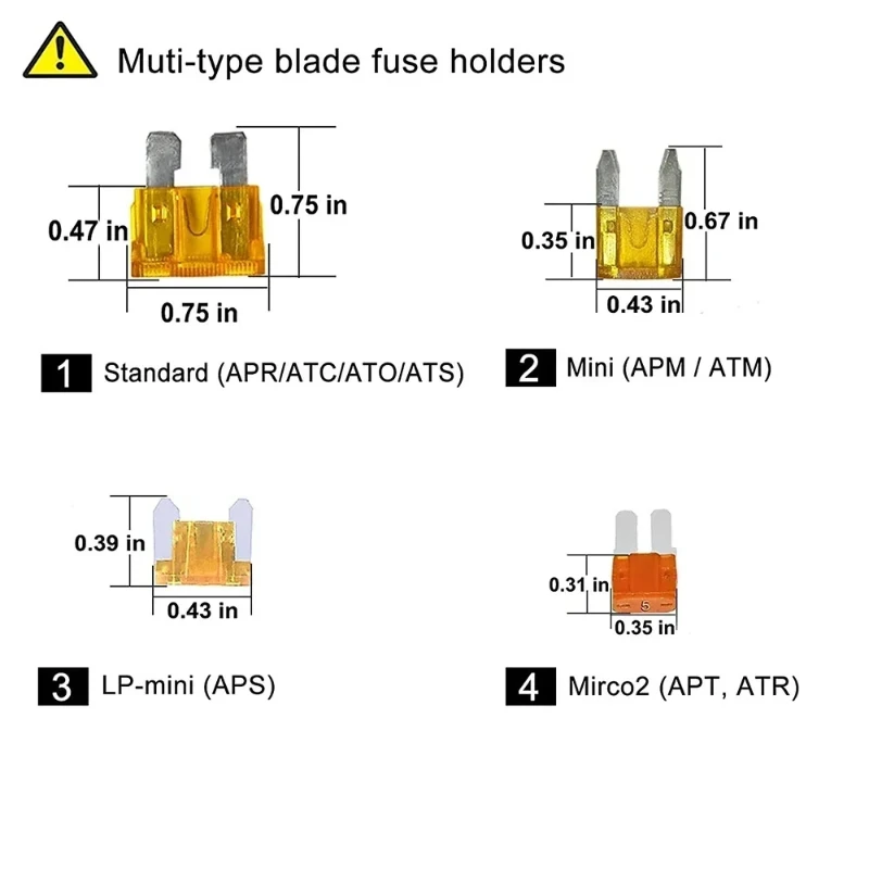 24PCS 4 types of 12V additional circuit adapters and fuse kits - tap car fuse holder with MICRO2 Mini ATC ATS thin tap adapter