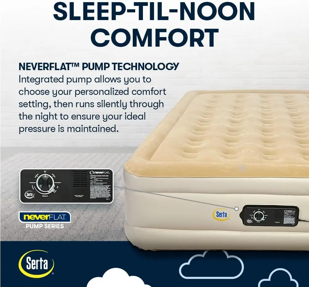 Mattress with Never Flat Pump | Luxury Inflatable Mattress with Built in Air Pump to Ensure a Good Night’s Rest | Heavy Duty Blo