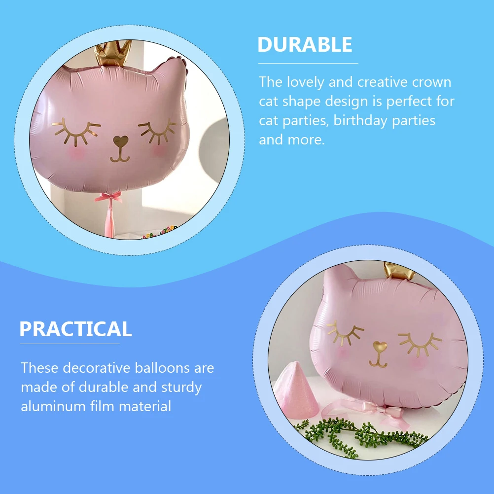 

5Pcs Crown Cat Foil Balloon Lovely Cartoon Animal Balloons Party Supplies Decor