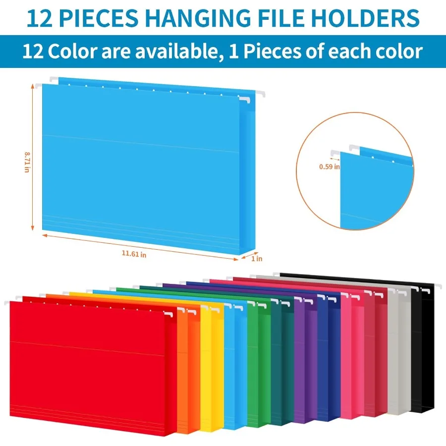 12-pack hangende bestandsmappen Letter-formaat met 1 5 gesneden verstelbare tabbladen 12 geselecteerde kleuren bestandsmap-organizer voor archiefkast