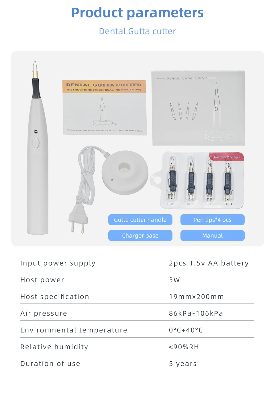 Dental Wireless Gutta Percha Zahnfleischschneider Endo Obturationssystem Dental Dissolved Breaker Gutta Percha Cutter mit 4 Spitzen – Detail 5